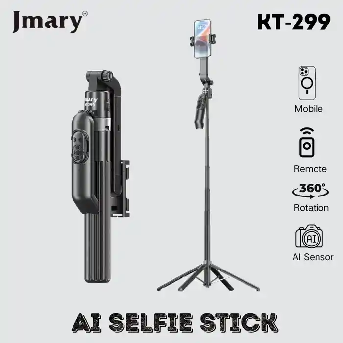 Jmary KT-299 Al Face Sensor Selfie Stick Tripod 1.8 Meter long